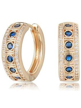 Gold Hoop Earrings for Women 14K Gold Plated Cubic Zirconia Chunky Huggie